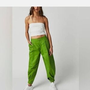 New Free People Lucia Green Cropped Harem Pants Trousers Size 4